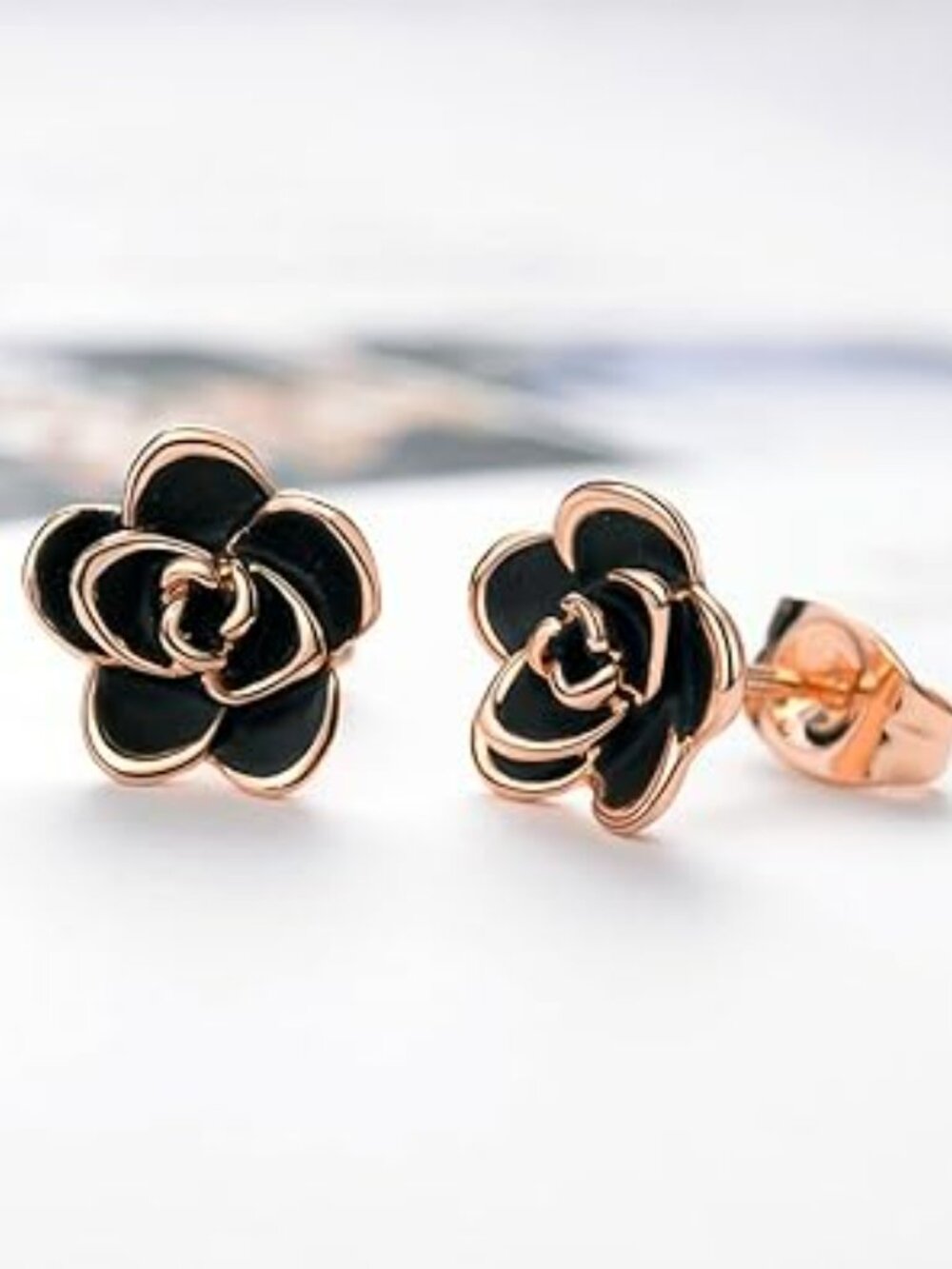 New Rose Flower Stud Earrings Hypoallergenic Cute Gold Elegant Jewelry